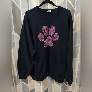 Port and Company Black Sweatshirt with Pink Paw Design
